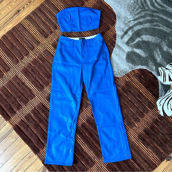 NEW! ASOS Vegan Leather Cobalt Blue Tube Top Set - Picture 4 of 10